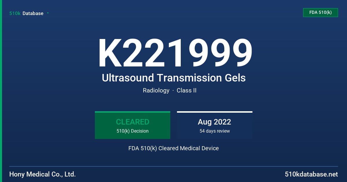 K221999 Ultrasound Transmission Gels FDA 510(k) Cleared Medical Device