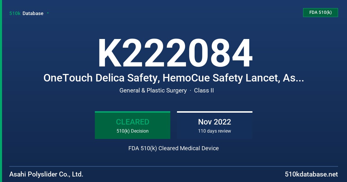 K222084 OneTouch Delica Safety, HemoCue Safety Lancet, Assure Lance and Assure Lance Plus, Capiject Safety Lancet, Heel Lancet Newborn, Heel Lancet Preemie FDA 510(k) Cleared Medical Device