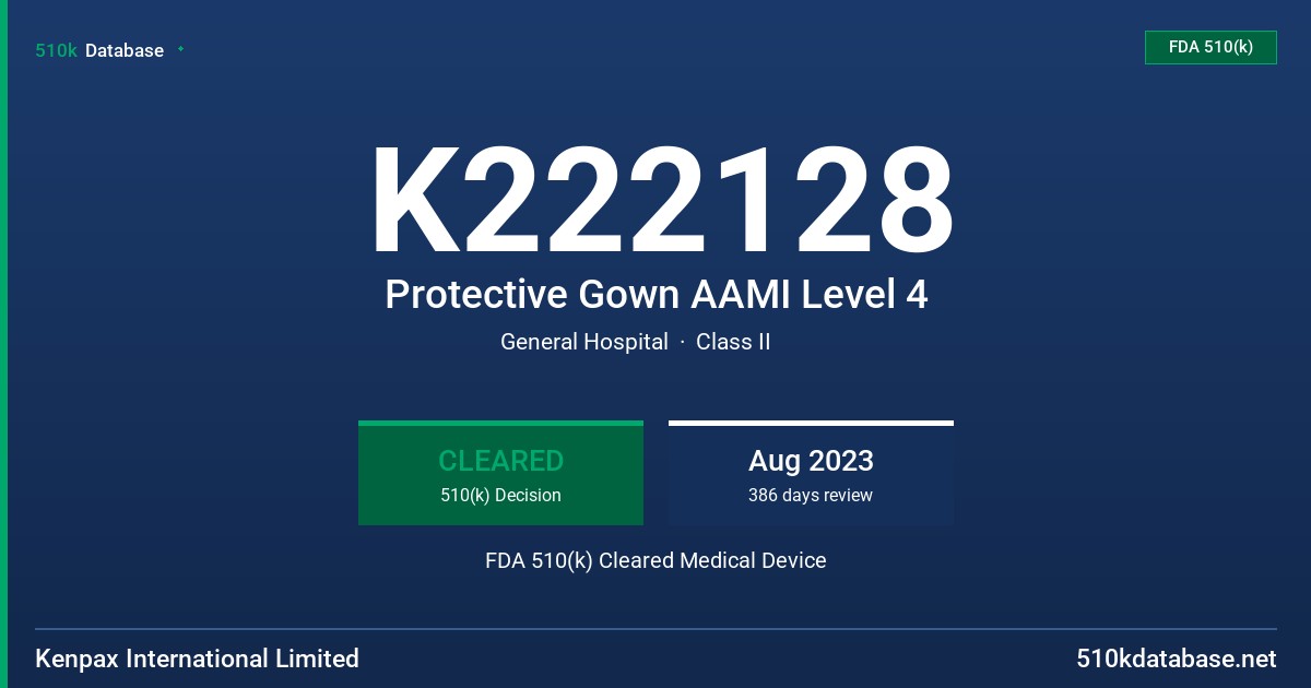 K222128 Protective Gown AAMI Level 4 FDA 510(k) Cleared Medical Device