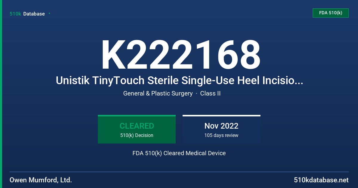 K222168 Unistik TinyTouch Sterile Single-Use Heel Incision Safety Lancets - Preemie and Full-Term, Unistik Heelstik Sterile Single-Use Heel Incision Safety Lancets - MicroPreemie, Preemie, Full-Term and Toddler FDA 510(k) Cleared Medical Device