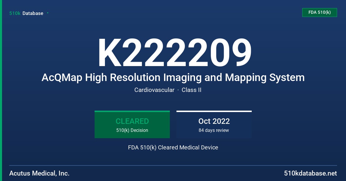 K222209 AcQMap High Resolution Imaging and Mapping System FDA 510(k) Cleared Medical Device