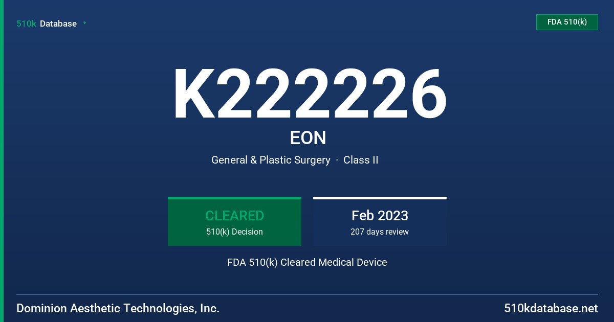 K222226 EON FDA 510(k) Cleared Medical Device