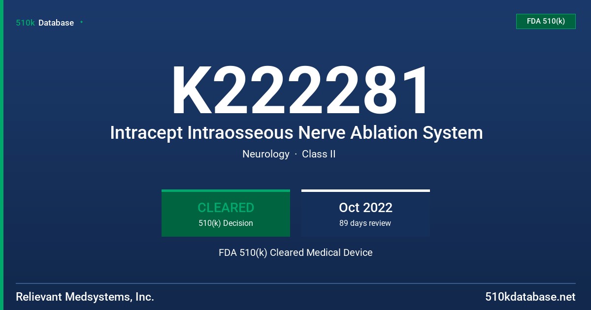 K222281 Intracept Intraosseous Nerve Ablation System FDA 510(k) Cleared Medical Device