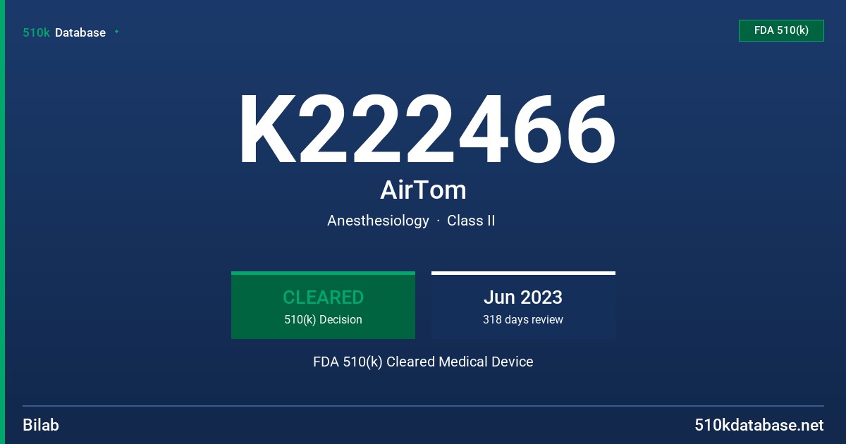 K222466 AirTom FDA 510(k) Cleared Medical Device
