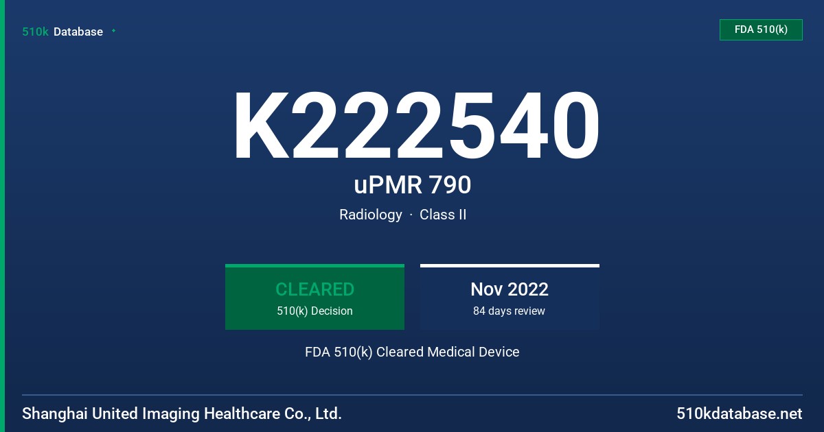 K222540 uPMR 790 FDA 510(k) Cleared Medical Device