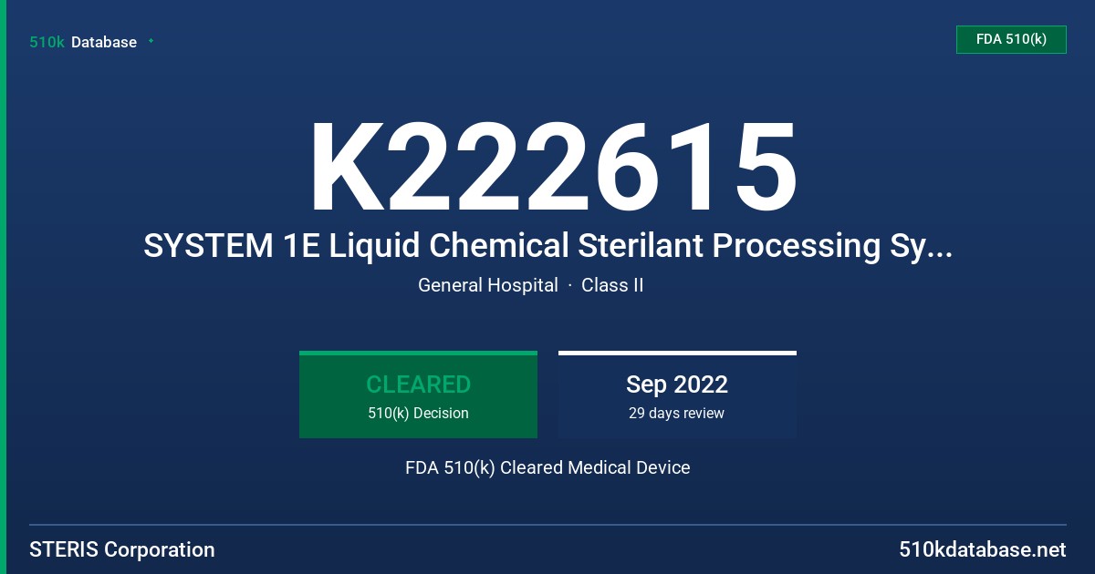 K222615 SYSTEM 1E Liquid Chemical Sterilant Processing System, SYSTEM 1 endo Liquid Chemical Sterilant Processing System, Model P6800, SYSTEM 1 endo Liquid Chemical Sterilant Processing System, Model P6900, S40 Sterilant Concentrate FDA 510(k) Cleared Medical Device