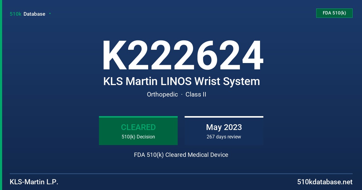 K222624 KLS Martin LINOS Wrist System FDA 510(k) Cleared Medical Device