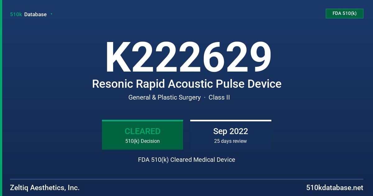 K222629 Resonic Rapid Acoustic Pulse Device FDA 510(k) Cleared Medical Device