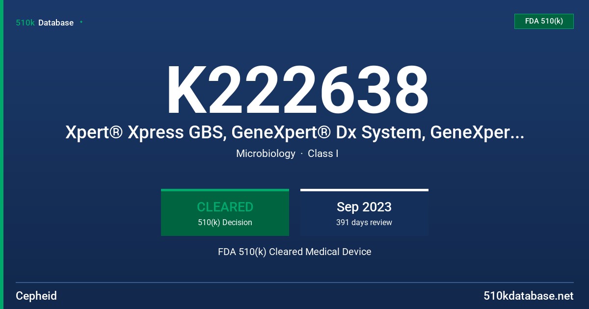 K222638 Xpert® Xpress GBS, GeneXpert® Dx System, GeneXpert® Infinity Systems FDA 510(k) Cleared Medical Device