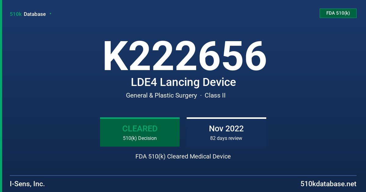 K222656 LDE4 Lancing Device FDA 510(k) Cleared Medical Device