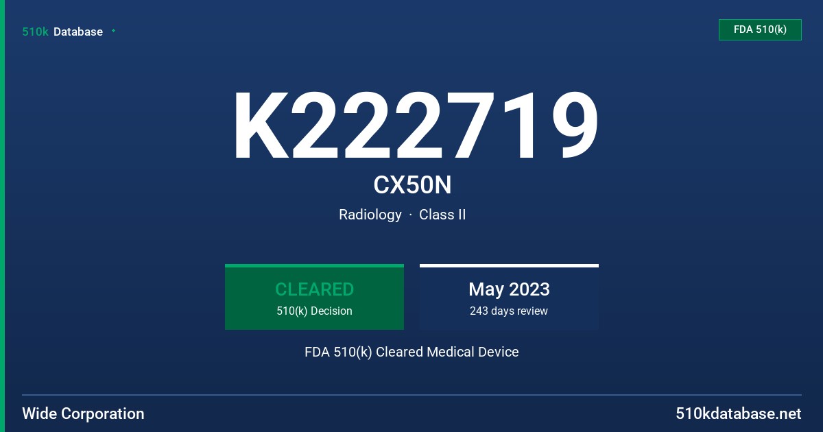 K222719 CX50N FDA 510(k) Cleared Medical Device