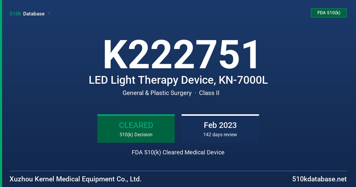 K222751 LED Light Therapy Device, KN-7000L FDA 510(k) Cleared Medical Device