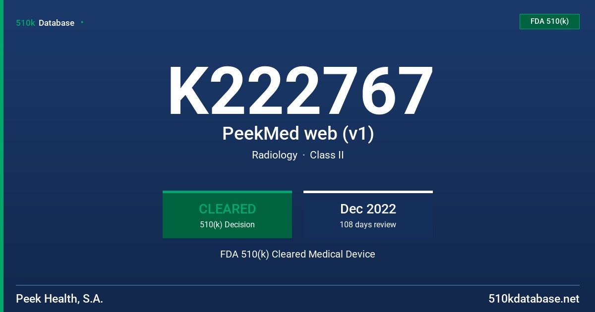 K222767 PeekMed web (v1) FDA 510(k) Cleared Medical Device