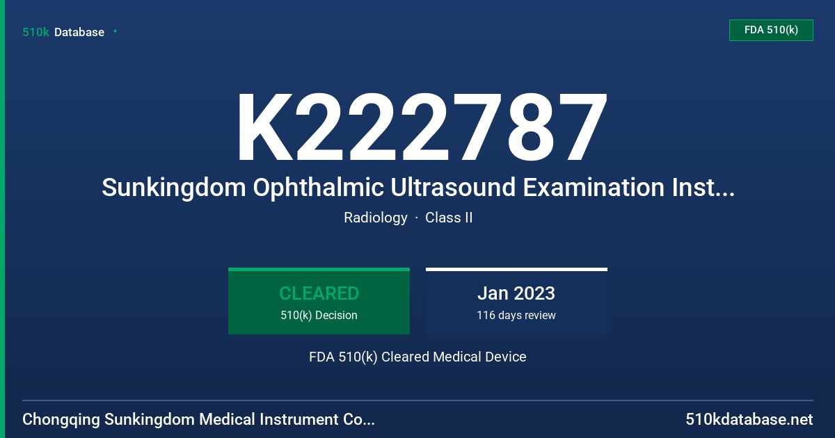 K222787 Sunkingdom Ophthalmic Ultrasound Examination Instrument SK-3000A, SK-3000B, SK-3000C, SK-2000AP, SK-2000A, SK-2000P FDA 510(k) Cleared Medical Device