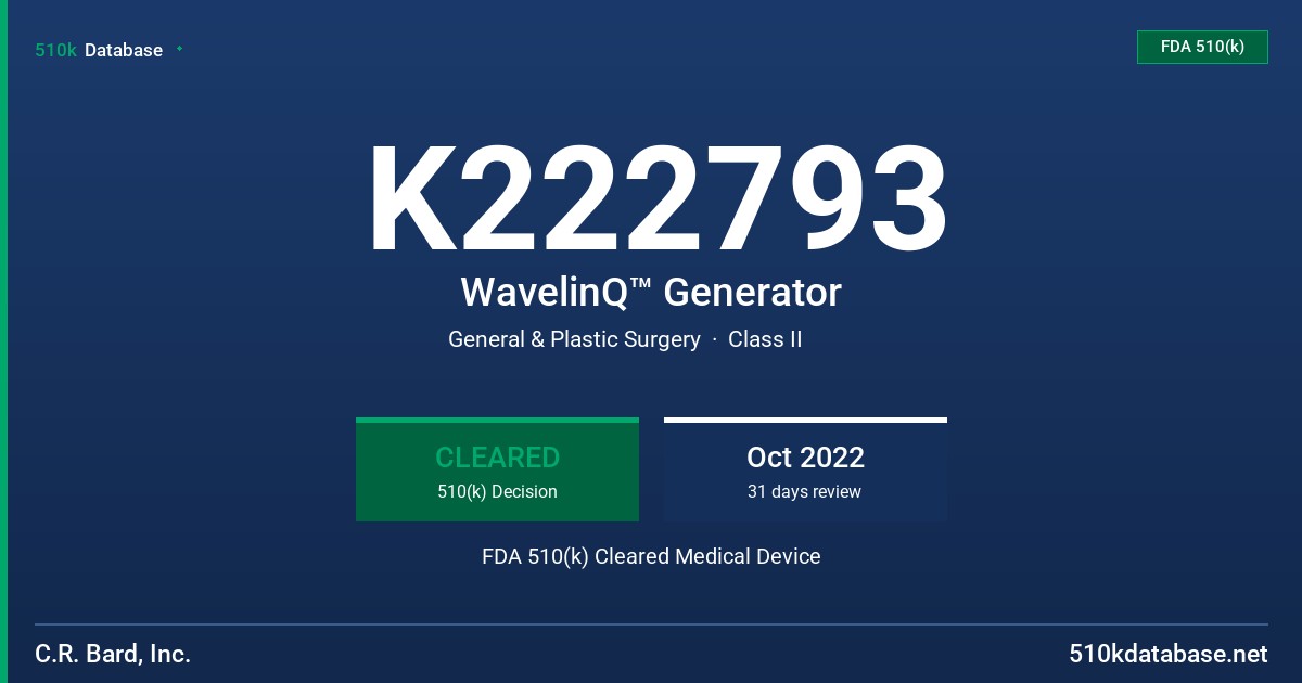 K222793 WavelinQ™ Generator FDA 510(k) Cleared Medical Device