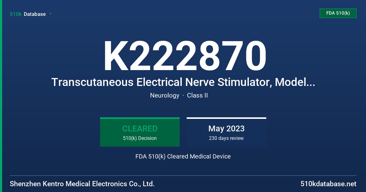 K222870 Transcutaneous Electrical Nerve Stimulator, Model: KTR-4031, KTR-4032, KTR-4012, KTR-4015, KTR-4029, KTR-4027, KTR-4026, KTR-4021, KTR-4034, KTR-4036, KTR-4037, KTR-4039 FDA 510(k) Cleared Medical Device