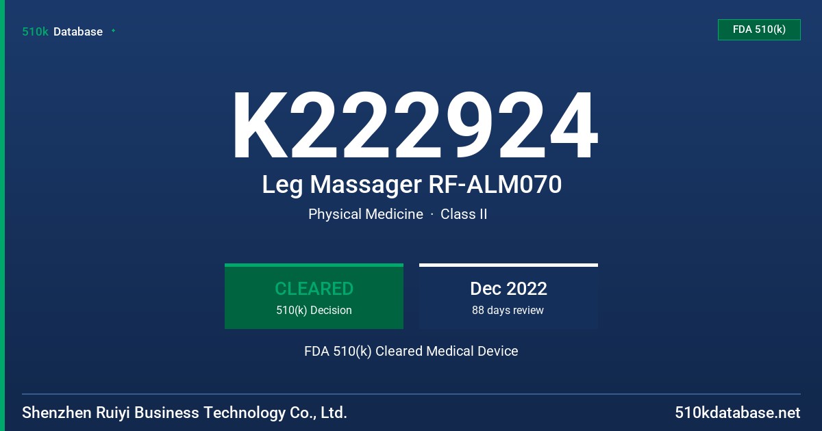 K222924 Leg Massager RF-ALM070 FDA 510(k) Cleared Medical Device