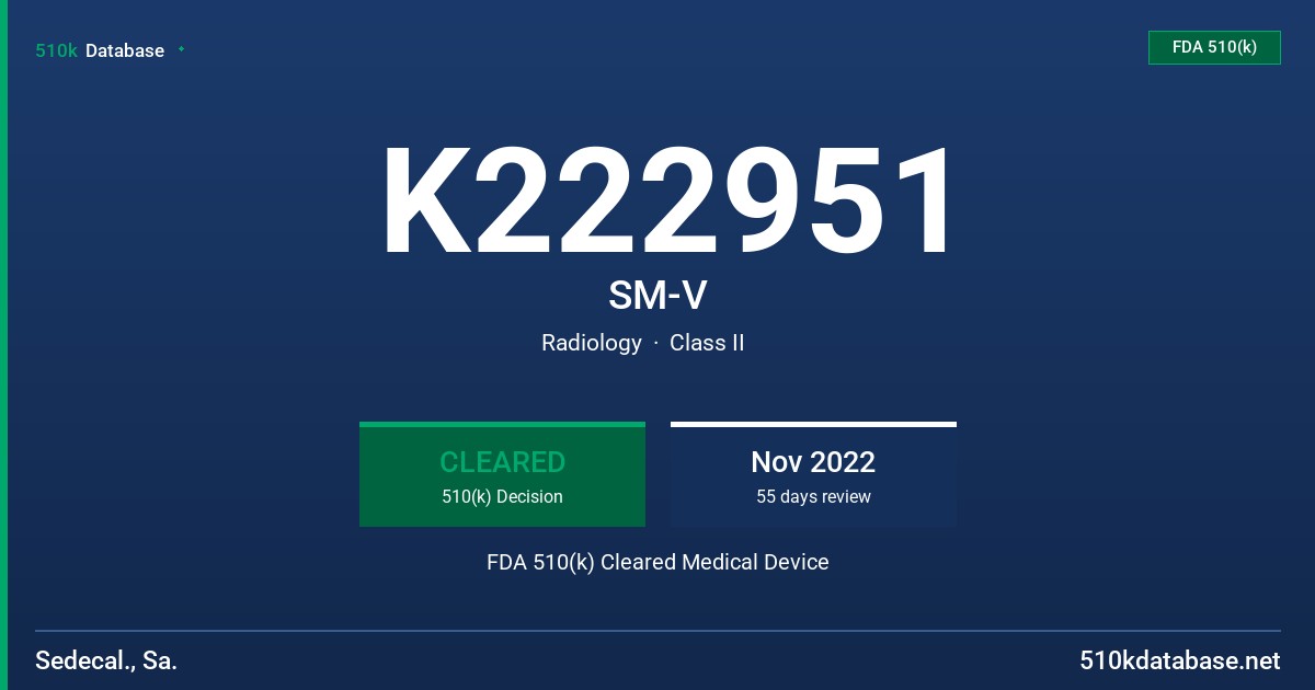 K222951 SM-V FDA 510(k) Cleared Medical Device