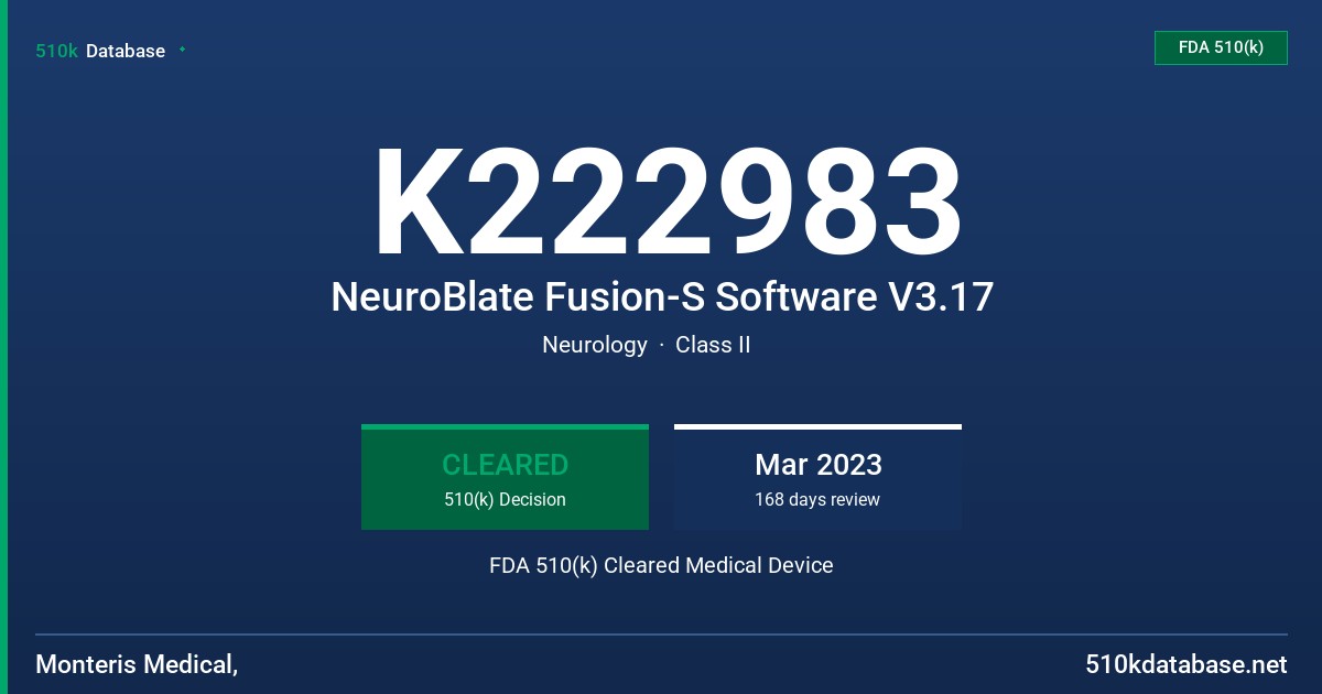 K222983 NeuroBlate Fusion-S Software V3.17 FDA 510(k) Cleared Medical Device