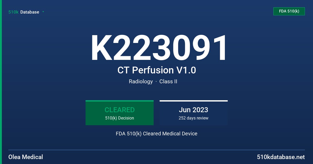 K223091 CT Perfusion V1.0 FDA 510(k) Cleared Medical Device