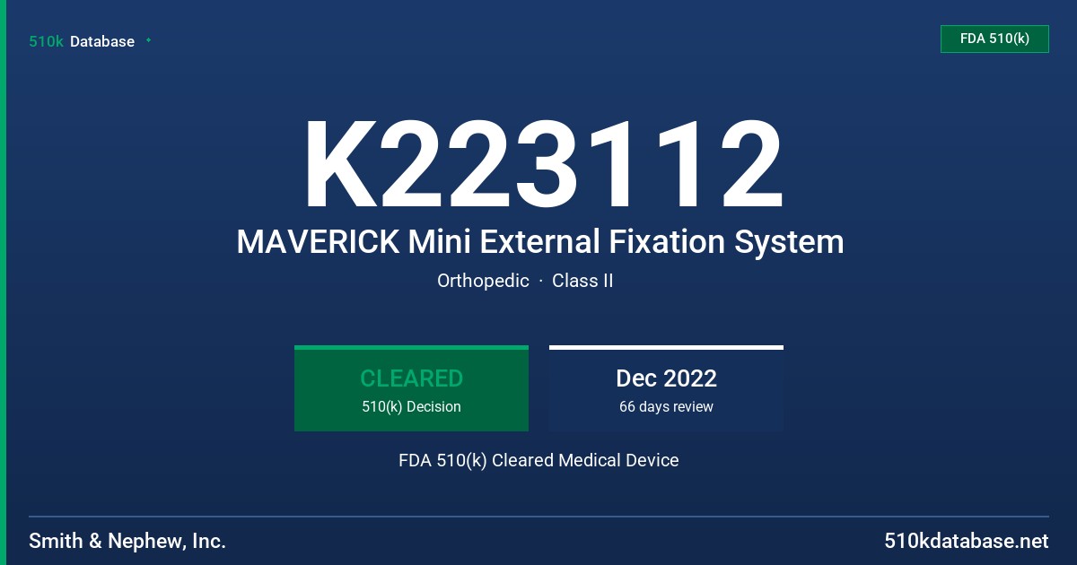 K223112 MAVERICK Mini External Fixation System FDA 510(k) Cleared Medical Device