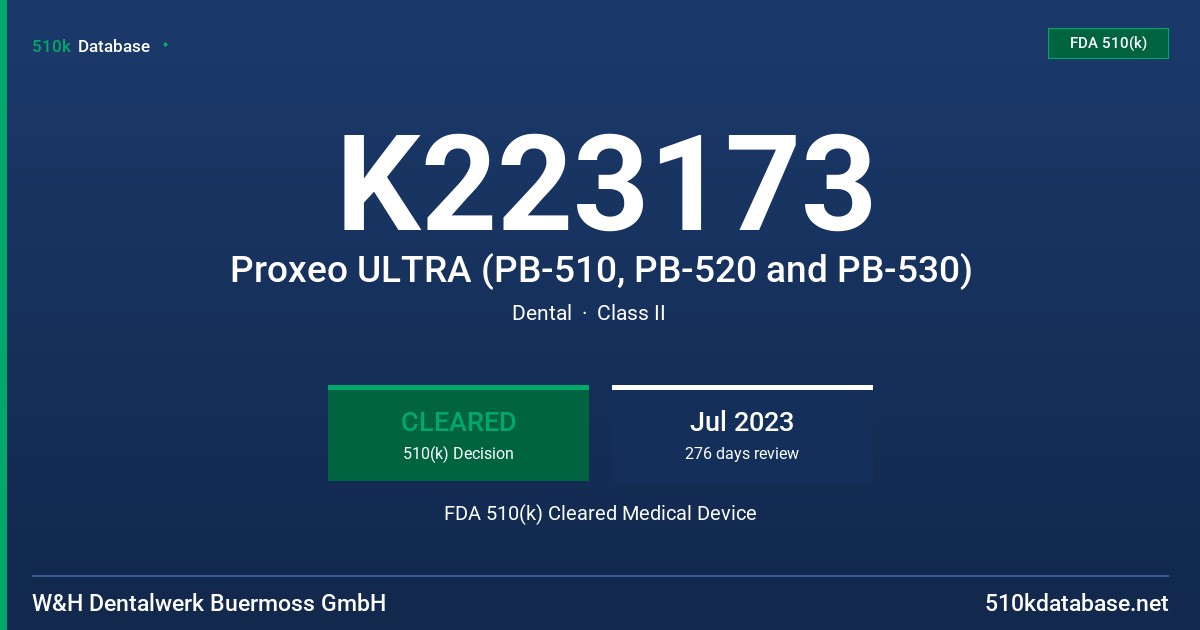 K223173 Proxeo ULTRA (PB-510, PB-520 and PB-530) FDA 510(k) Cleared Medical Device