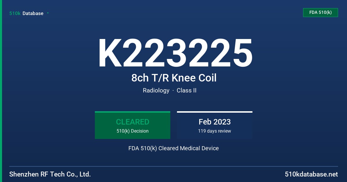K223225 8ch T/R Knee Coil FDA 510(k) Cleared Medical Device