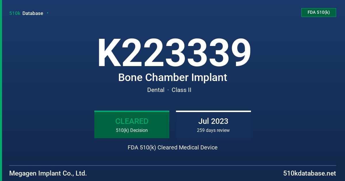 K223339 Bone Chamber Implant FDA 510(k) Cleared Medical Device