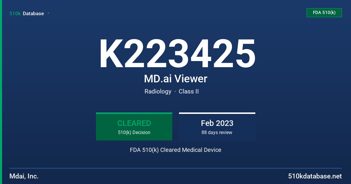 K223425 MD.ai Viewer FDA 510(k) Cleared Medical Device