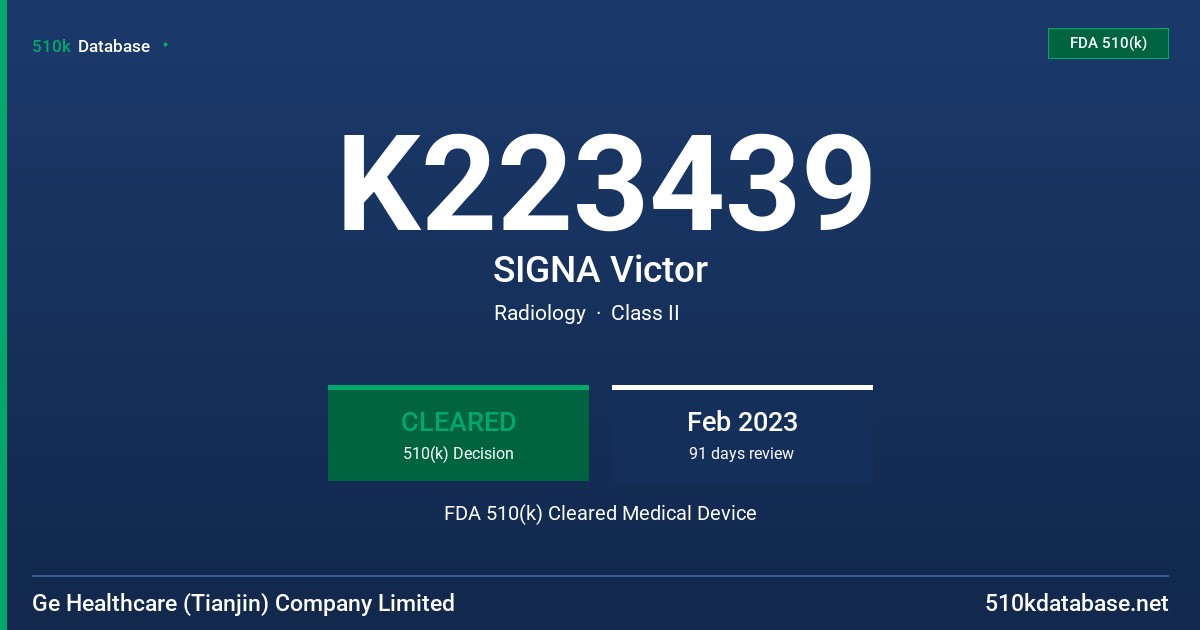 K223439 SIGNA Victor FDA 510(k) Cleared Medical Device