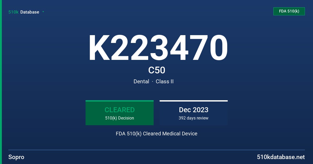 K223470 C50 FDA 510(k) Cleared Medical Device