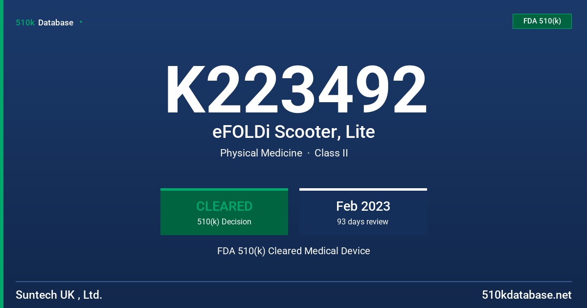 K223492 eFOLDi Scooter, Lite FDA 510(k) Cleared Medical Device