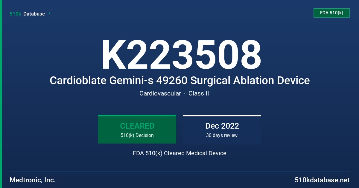 K223508 Cardioblate Gemini-s 49260 Surgical Ablation Device FDA 510(k) Cleared Medical Device