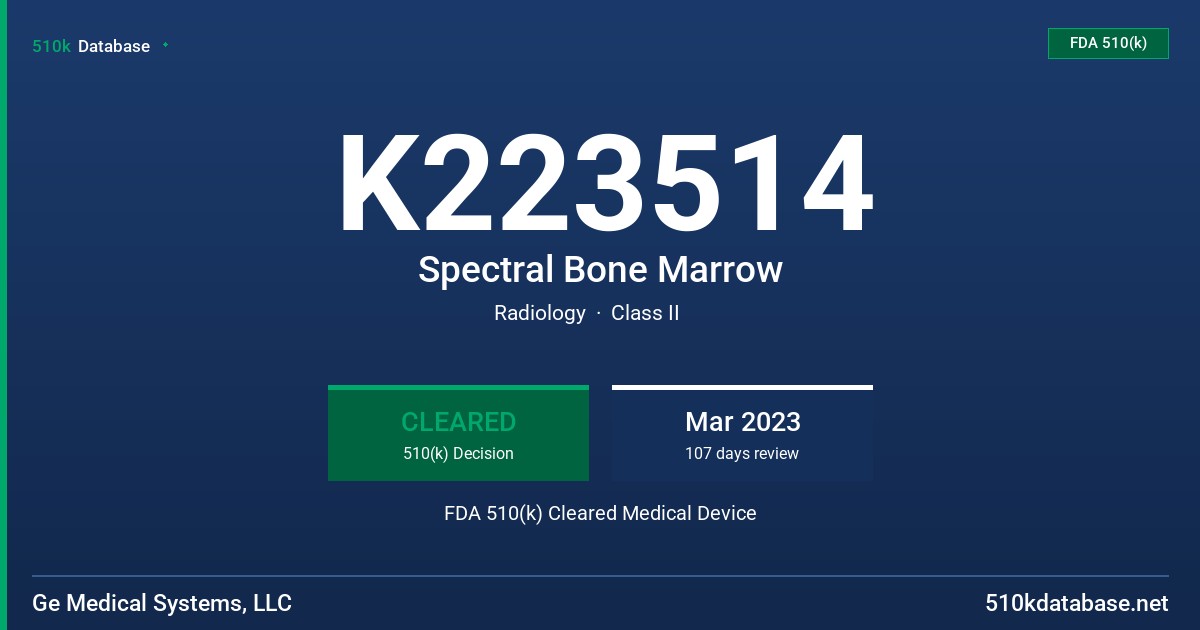 K223514 Spectral Bone Marrow FDA 510(k) Cleared Medical Device