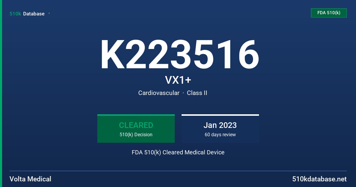 K223516 VX1+ FDA 510(k) Cleared Medical Device