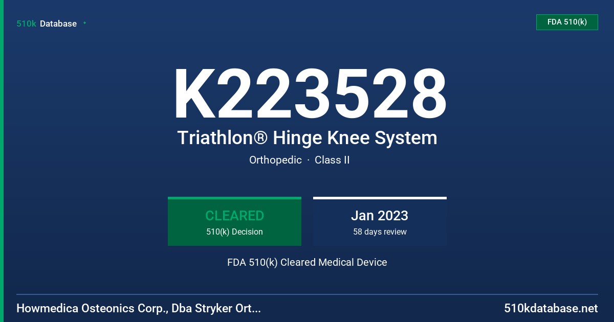 K223528 Triathlon® Hinge Knee System FDA 510(k) Cleared Medical Device