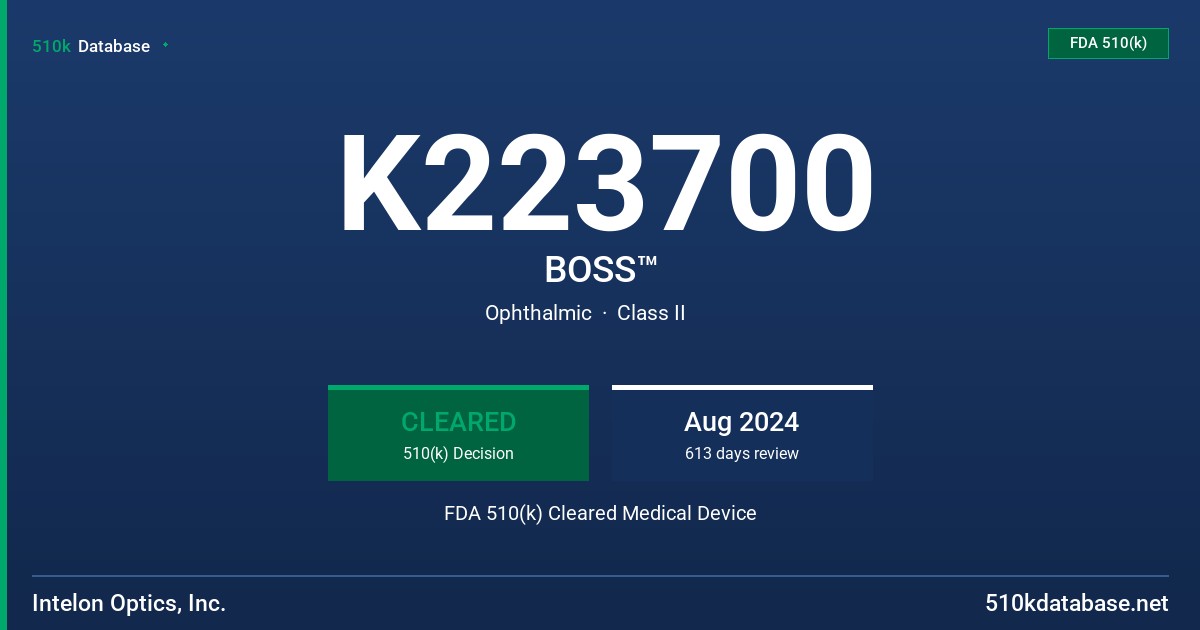 K223700 BOSS™ FDA 510(k) Cleared Medical Device