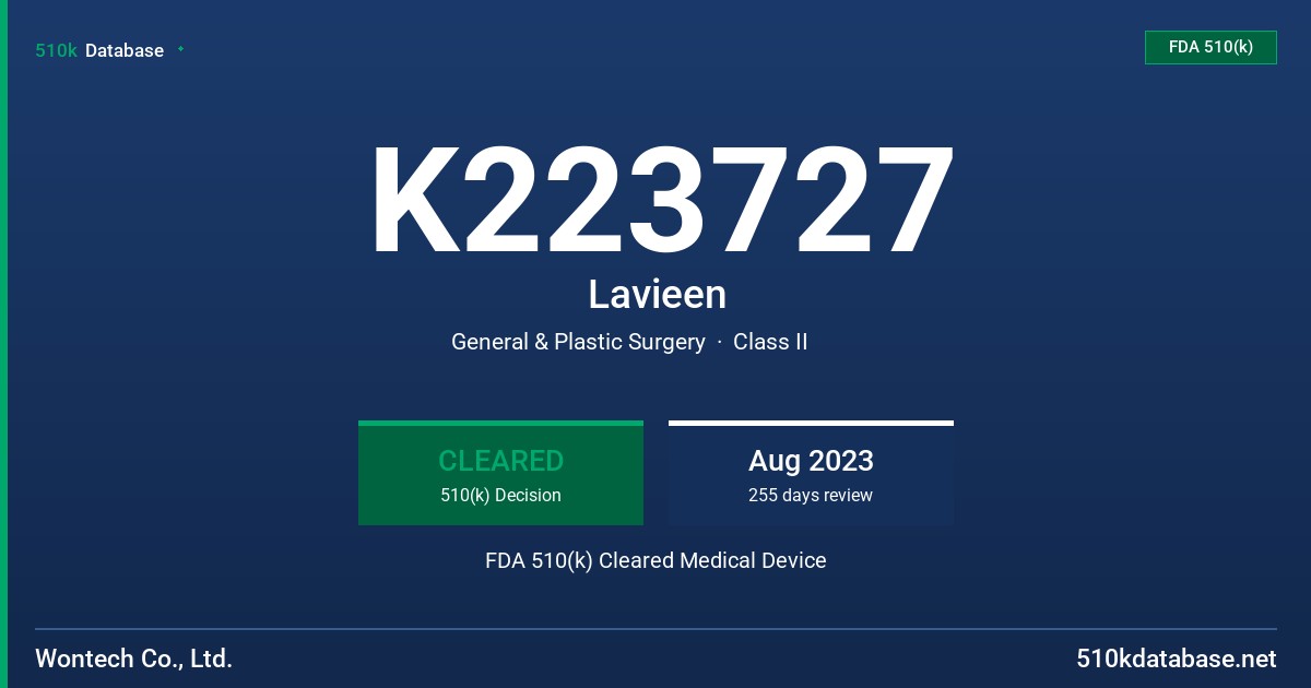 K223727 Lavieen FDA 510(k) Cleared Medical Device