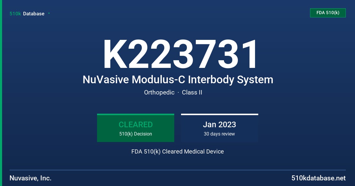 K223731 NuVasive Modulus-C Interbody System FDA 510(k) Cleared Medical Device
