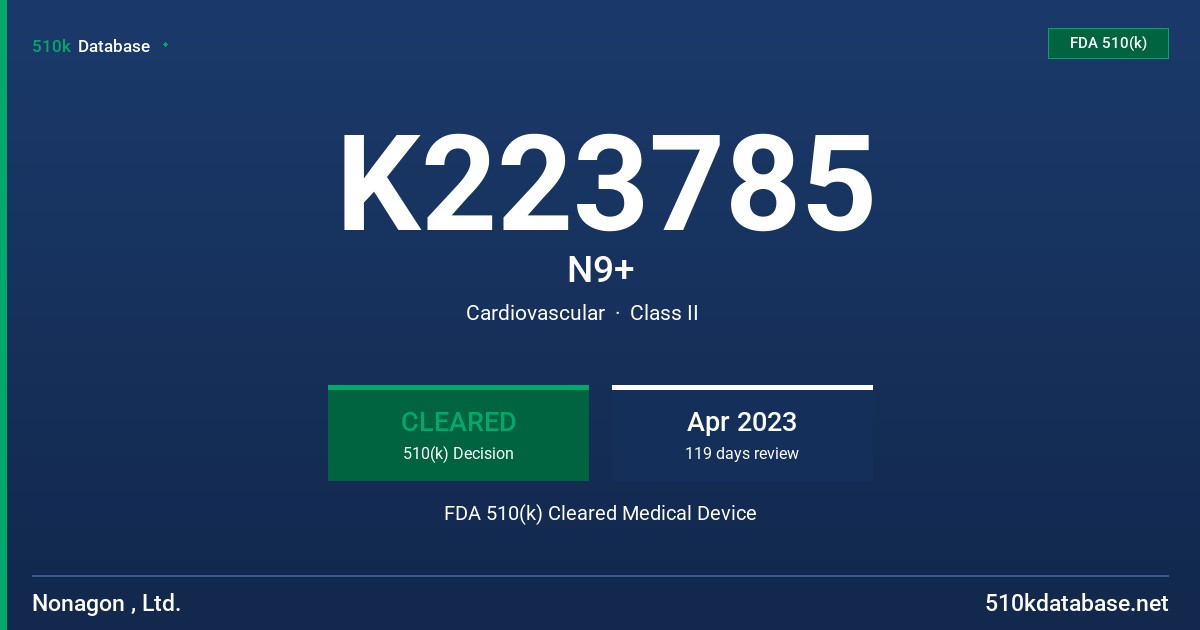 K223785 N9+ FDA 510(k) Cleared Medical Device