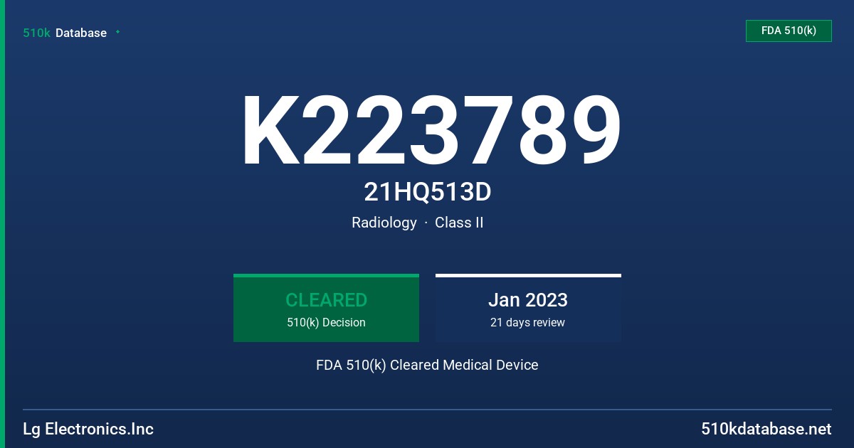 K223789 21HQ513D FDA 510(k) Cleared Medical Device
