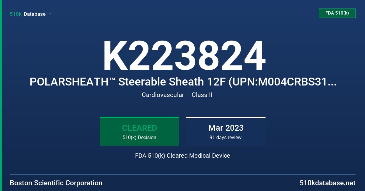 K223824 POLARSHEATH™ Steerable Sheath 12F (UPN:M004CRBS3150), POLARMAP™ Circular Mapping Catheter (UPN:M004CRBS7210), POLARMAP™ EP Electrical Cable (UPN:M004CRBS62000), SMARTFREEZE™ Esophageal Temperature Sensor (ETS) Cable: -SMARTFREEZE™ Esophageal Temperature Sensor (ETS) Cable (UPN: M004CRBS6310), -SMARTFREEZE™ 16 PIN Esophageal Temperature Sensor (ETS) Cable (UPN: M004CRBS6320), -SMARTFREEZE™ CIRCA Esophageal Temperature Sensor (ETS) Cable (UPN: M004CRBS6340), SMARTFREEZE™ Pressure Sensor FDA 510(k) Cleared Medical Device