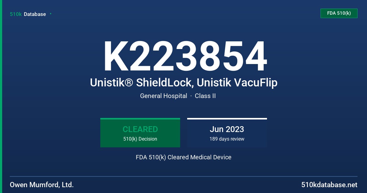 K223854 Unistik® ShieldLock, Unistik VacuFlip FDA 510(k) Cleared Medical Device
