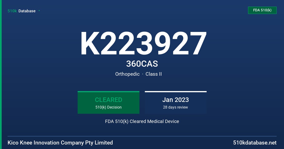 K223927 360CAS FDA 510(k) Cleared Medical Device