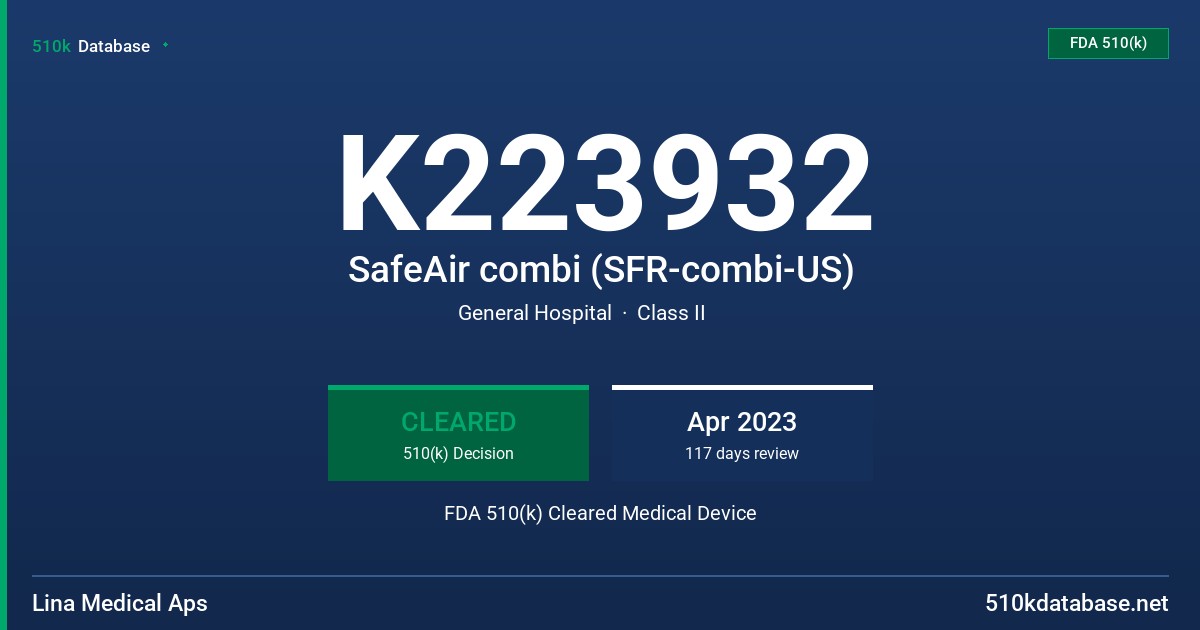 K223932 SafeAir combi (SFR-combi-US) FDA 510(k) Cleared Medical Device