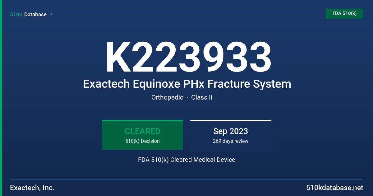 K223933 Exactech Equinoxe PHx Fracture System FDA 510(k) Cleared Medical Device