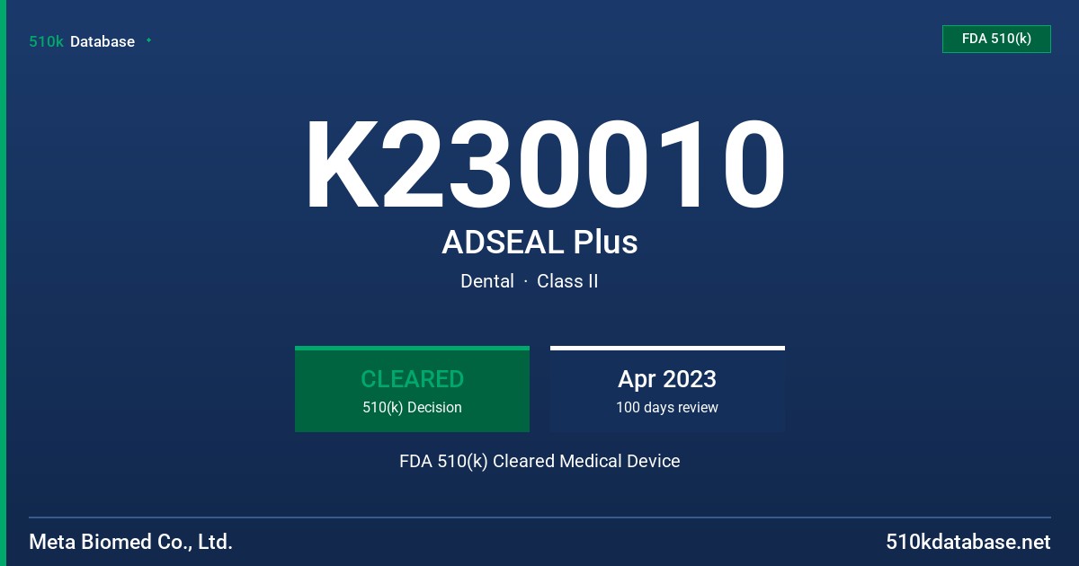 K230010 ADSEAL Plus FDA 510(k) Cleared Medical Device