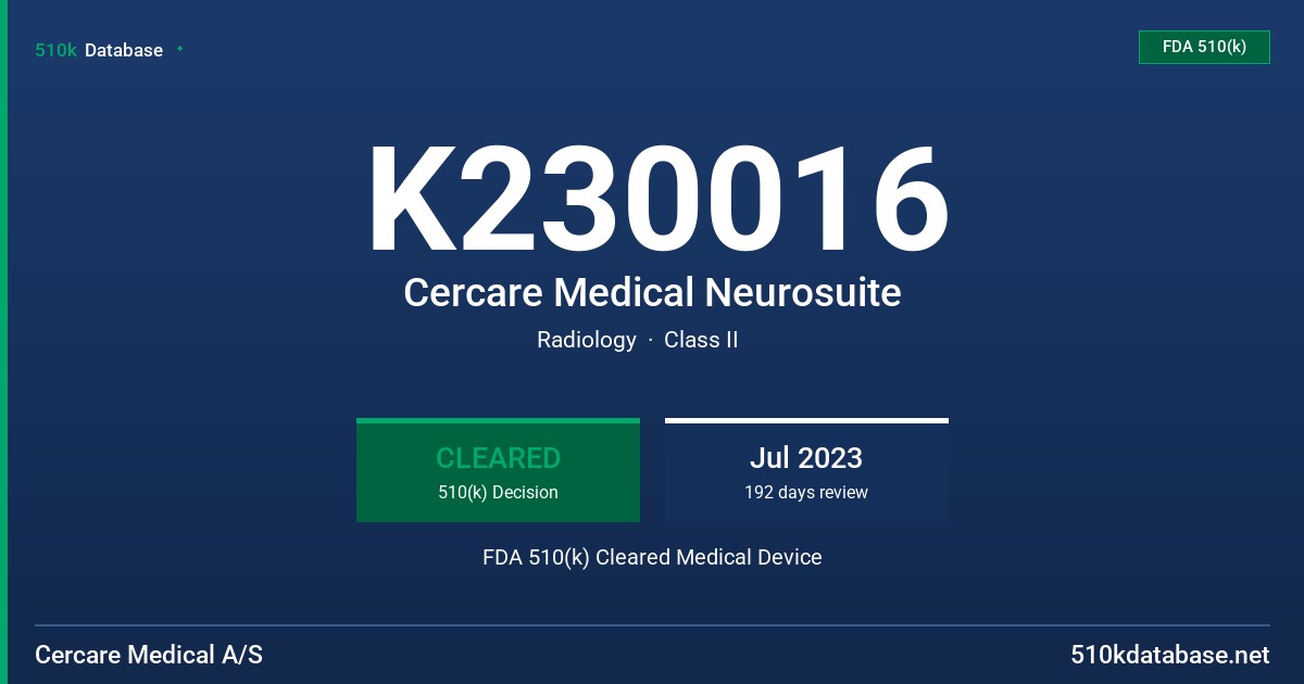K230016 Cercare Medical Neurosuite FDA 510(k) Cleared Medical Device