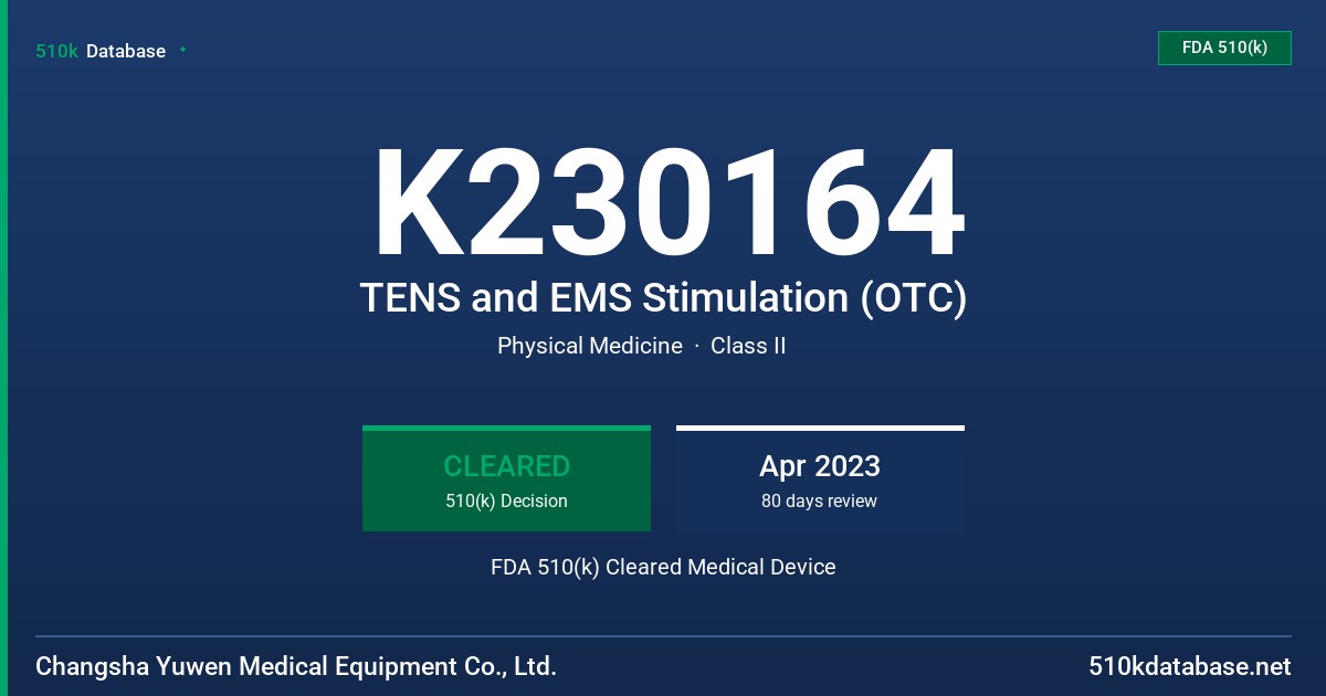 K230164 TENS and EMS Stimulation (OTC) FDA 510(k) Cleared Medical Device