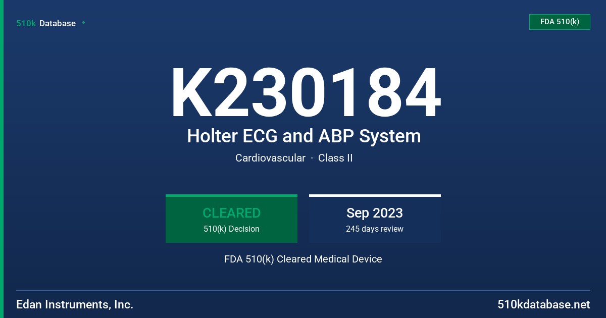 K230184 Holter ECG and ABP System FDA 510(k) Cleared Medical Device